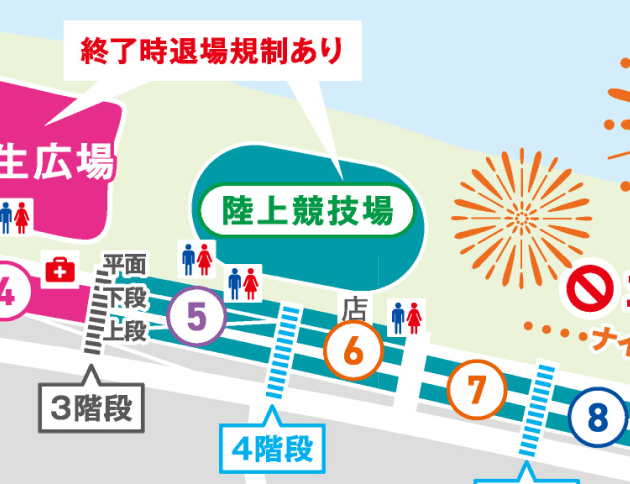 陸上競技場エリアの位置マップ
